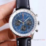 JF Factory Copy Breitling Navitimer 43mm Automatic Chronograph Watch SS Blue Dial